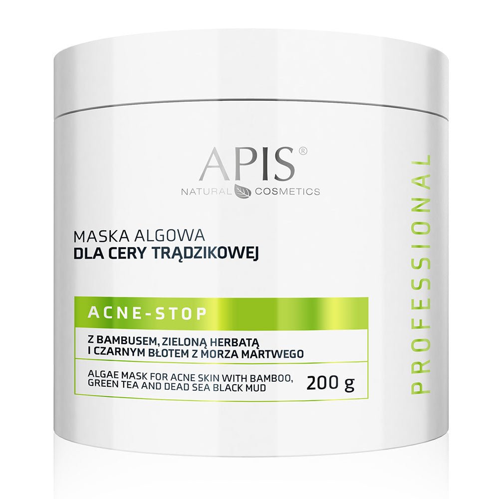 APIS Acne-Stop - Algae Mask for Acne Skin with Bamboo, Green tea & Dead Sea Black Mud 200g - APIS - Vesa Beauty