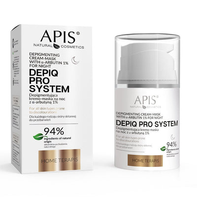 APIS Depiq Pro System - Depigmenting cream-mask with α-arbutin 1% for night 50ml - APIS - Vesa Beauty
