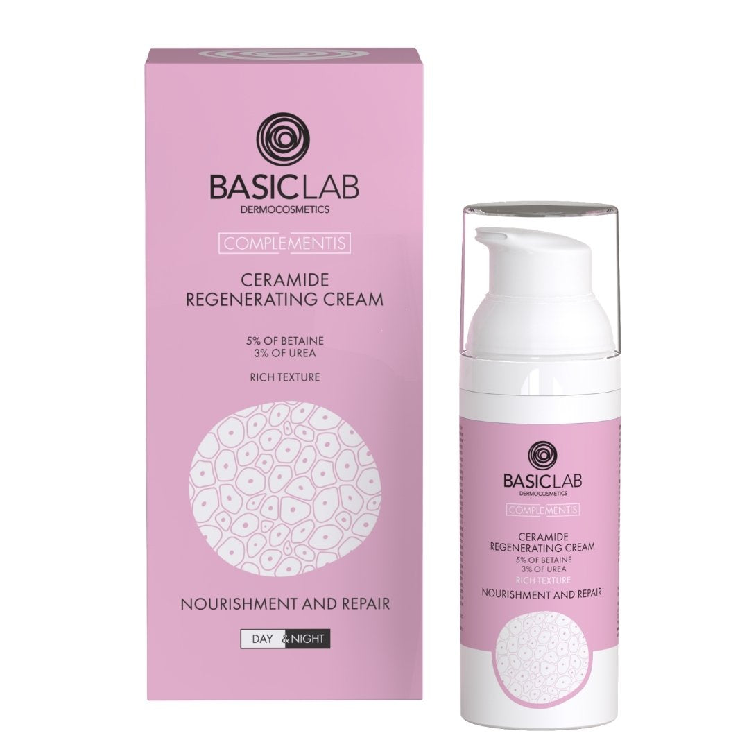 Natural Cosmetics Ceramide Regenerating Cream of Rich texture with 5% betaine and 3% urea 50ml