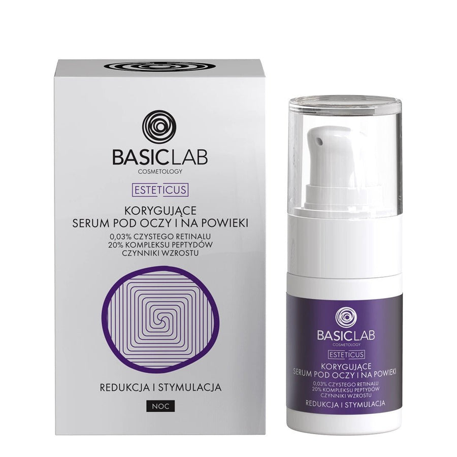 BasicLab Correcting Eye Serum with retinal 0.03%, 20% peptide complex and growth factors 15ml - BasicLab - Vesa Beauty