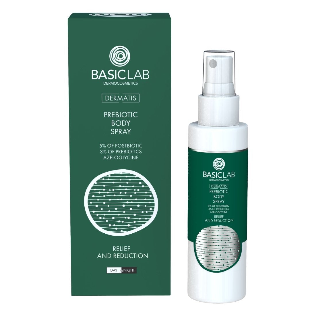 Natural Cosmetics DERMATIS Prebiotic body spray with 5% postbiotic, 3% prebiotics & azeloglycine 100ml