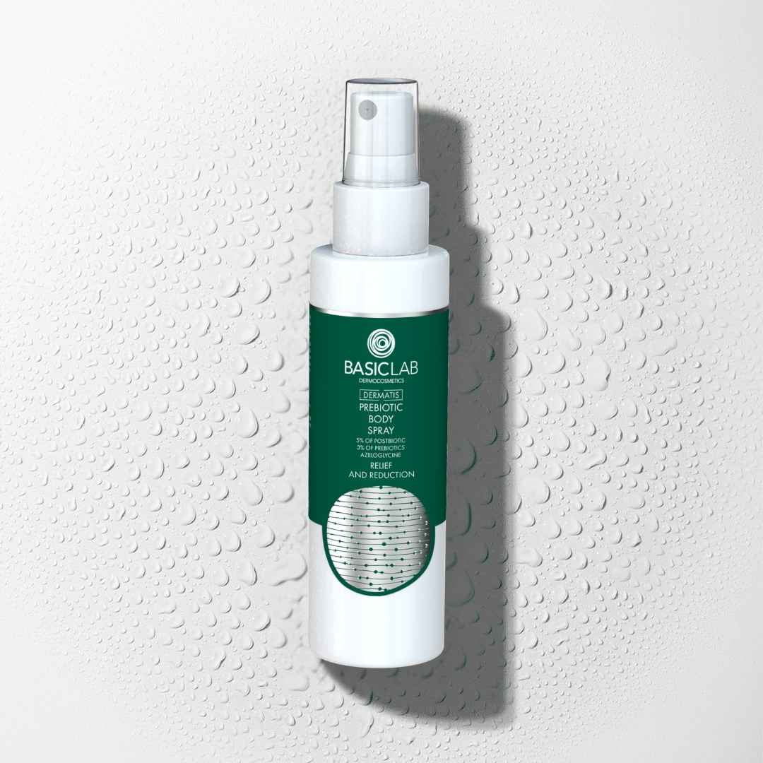 Natural Cosmetics DERMATIS Prebiotic body spray with 5% postbiotic, 3% prebiotics & azeloglycine 100ml