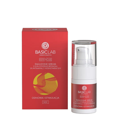 BasicLab Emulsion Serum with 0.3% Pure Retinol, 3% Vitamin C and Coenzyme Q10 15ml - BasicLab - Vesa Beauty