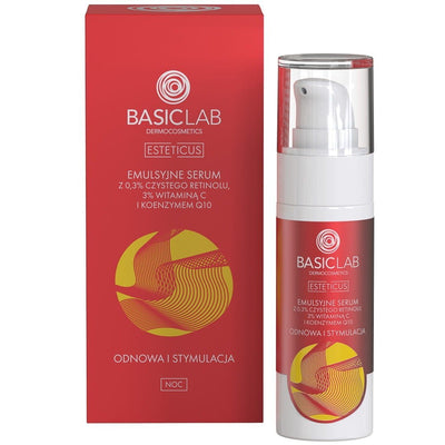 BasicLab Emulsion Serum with 0.3% Pure Retinol, 3% Vitamin C and Coenzyme Q10 30ml - BasicLab - Vesa Beauty