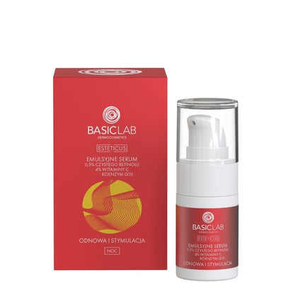 BasicLab Emulsion Serum with 0.5% pure retinol, 4% vitamin C and coenzyme Q10 15ml - BasicLab - Vesa Beauty