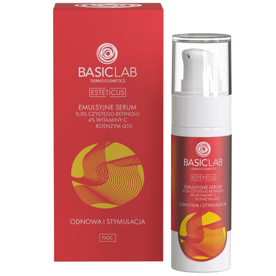 BasicLab Emulsion Serum with 0.5% pure retinol, 4% vitamin C and coenzyme Q10 30ml - BasicLab - Vesa Beauty