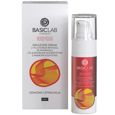 BasicLab Emulsion Serum with 1% Pure Retinol, 5% Vitamin C and 2% Stem Cells 30ml - BasicLab - Vesa Beauty
