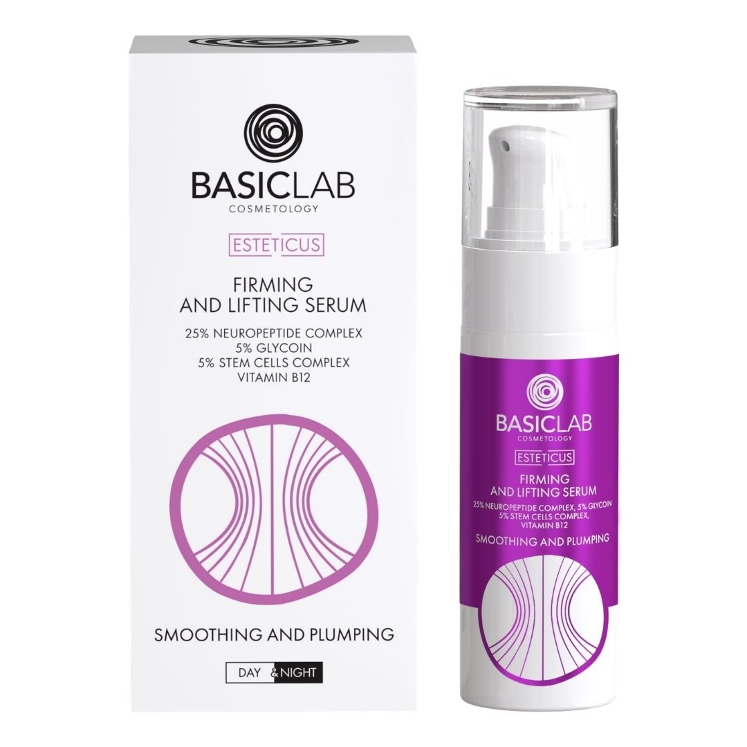 Basiclab ESTETICUS Firming and lifting serum 25% neuropeptide complex, 5% glycoin, 5% stem cells complex, vitamin B12 30ml - BasicLab - Vesa Beauty