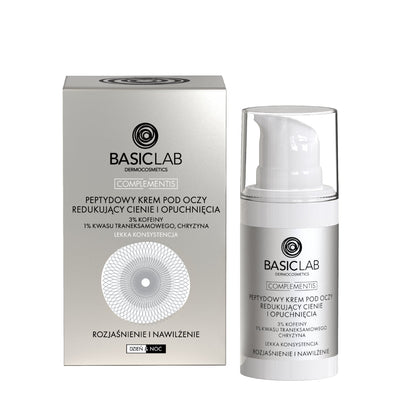 BasicLab Light Peptide Eye Cream to Reduce Dark Cirkles & Puffiness with 3% Caffeine, 1% Tranexamic Acid 15ml - BasicLab - Vesa Beauty