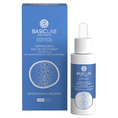 BasicLab Moisturizing face Emu-gel with 4% Ectoine, 2% Amino Acids and Beta-Glucan 30ml - BasicLab - Vesa Beauty