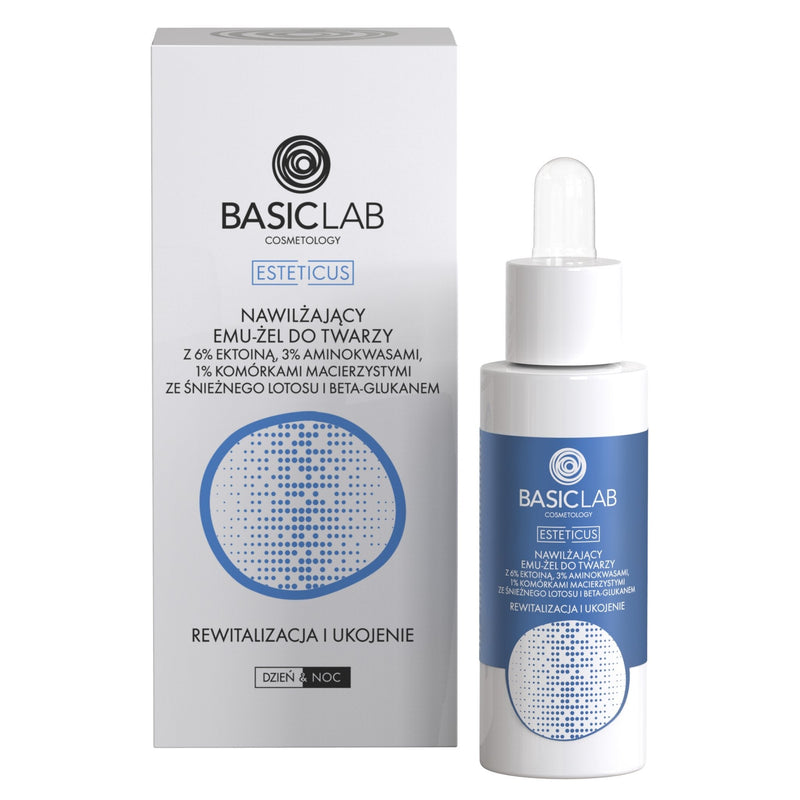 BasicLab Moisturizing face Emu-gel with 6% Ectoine, 3% Amino acids 30ml - BasicLab - Vesa Beauty