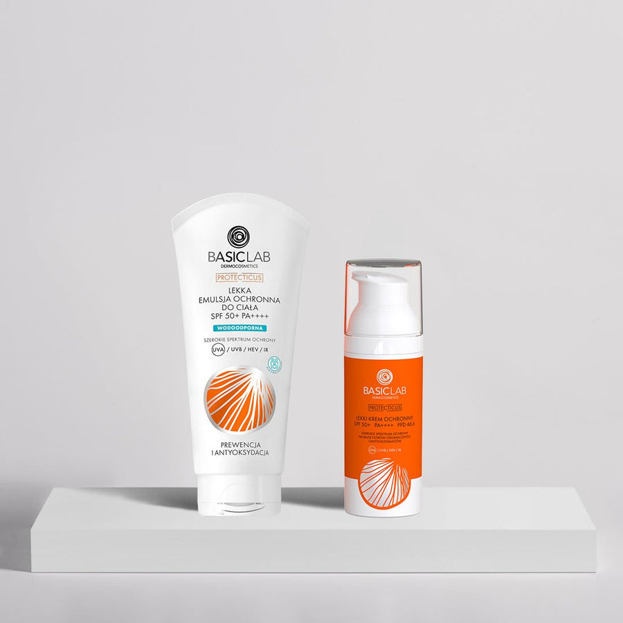 BasicLab SET 4 Protective: Body Emulsion SPF50+ 100ml + Face Cream SPF50+ 50ml | Full Sun Protection - BasicLab - Vesa Beauty