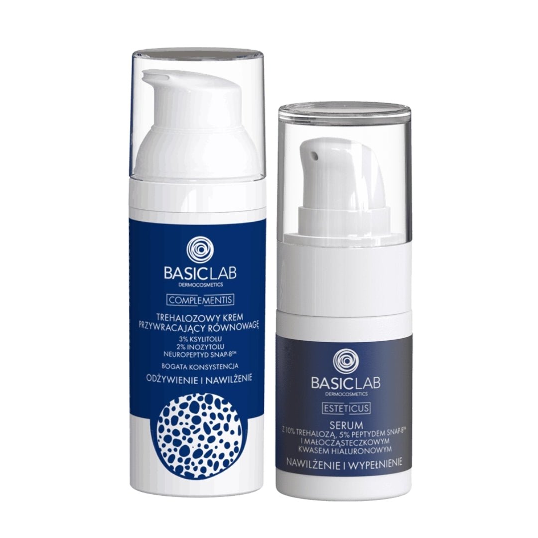 Natural Cosmetics BasicLab SET: Moisturizing Duo with trehalose - serum 15ml and rich cream 50ml