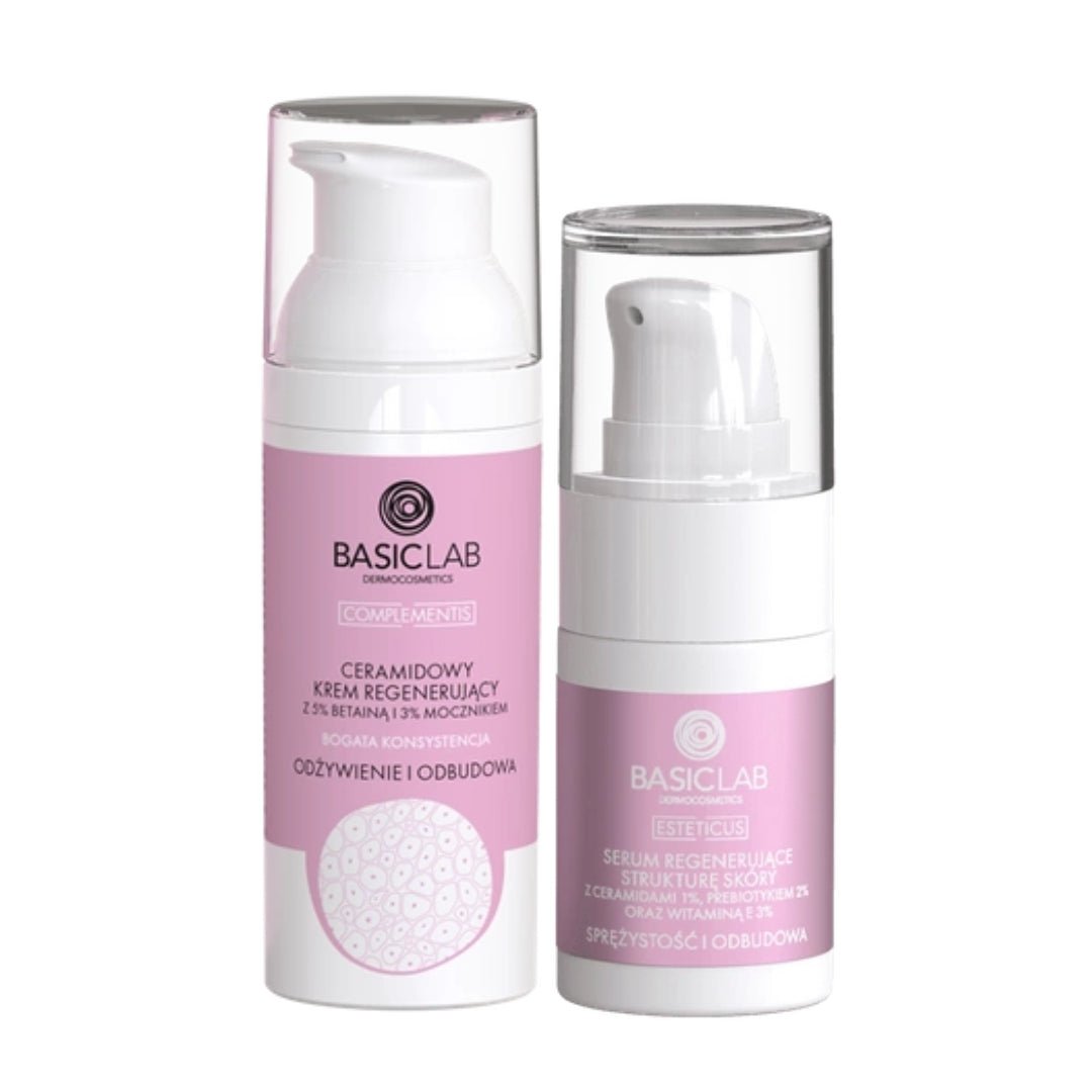 Natural Cosmetics BasicLab SET: Regenerating Duo with ceramides - Serum 15ml and Rich Cream 50ml