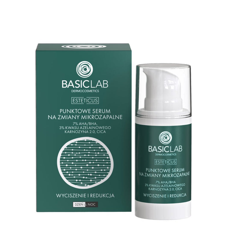 BasicLab Spot Serum for Micro-Inflamatory Spots with 7% AHA/BHA, 3% Azelaic Acid & Lactoferrin 15ml - BasicLab - Vesa Beauty