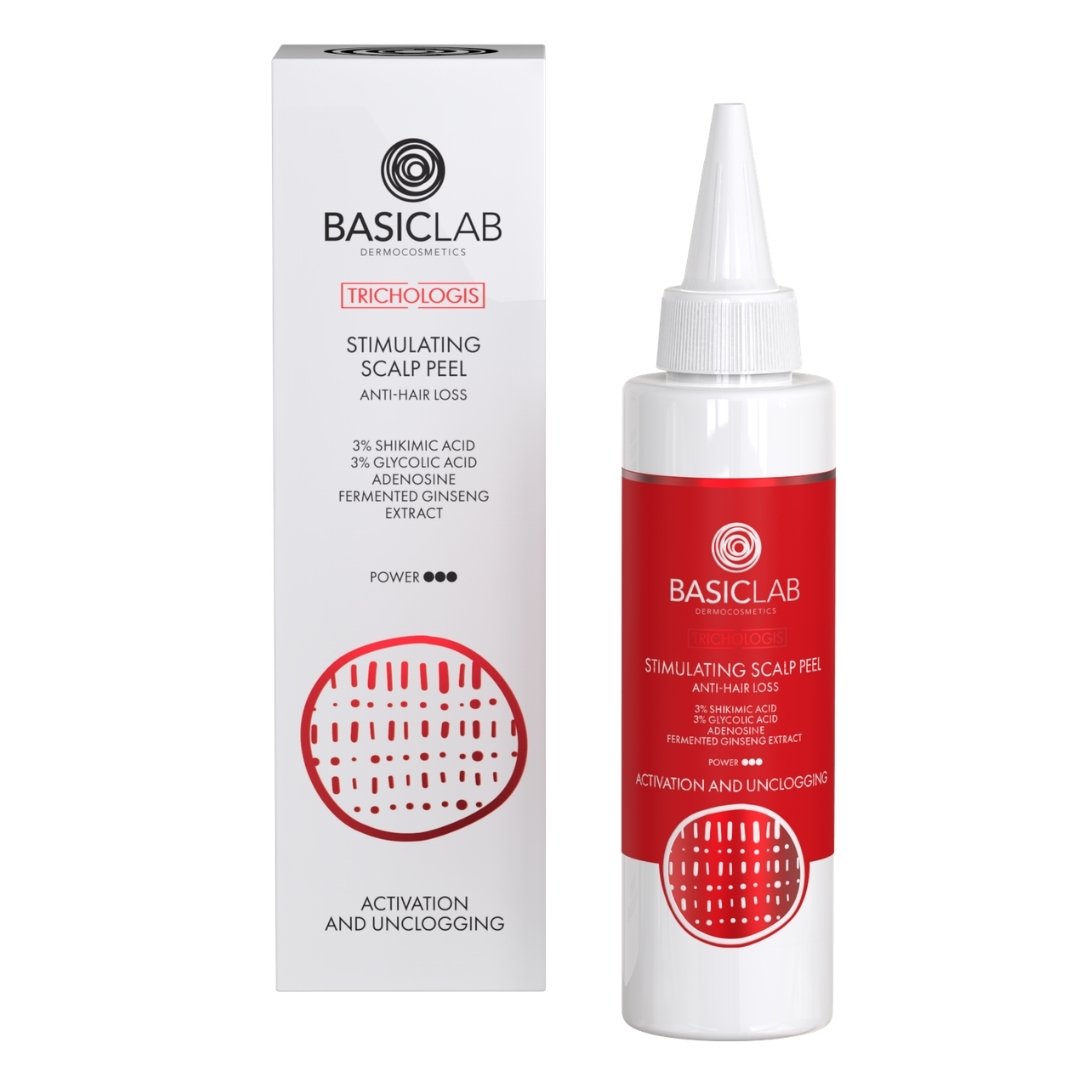Natural Cosmetics BasicLab TRICHOLOGIS Stimulating scalp peel anti-hair loss 3% shikimic acid, 3% glycolic acid, adenosine, fermented ginseng extract 150ml