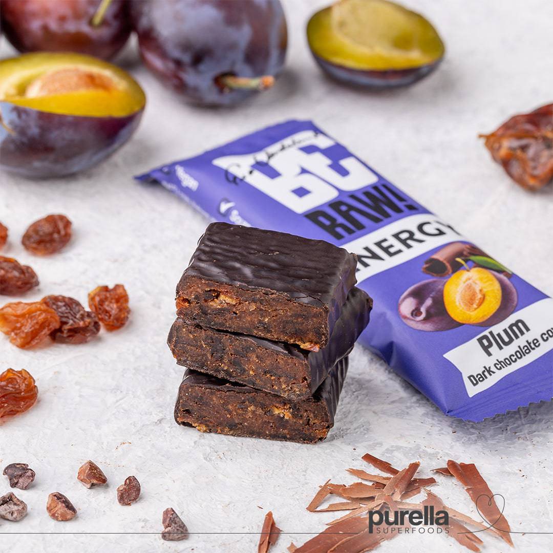 Be Raw Energy Bar - Plum dark chocolate cover 40g - Be Raw - Vesa Beauty