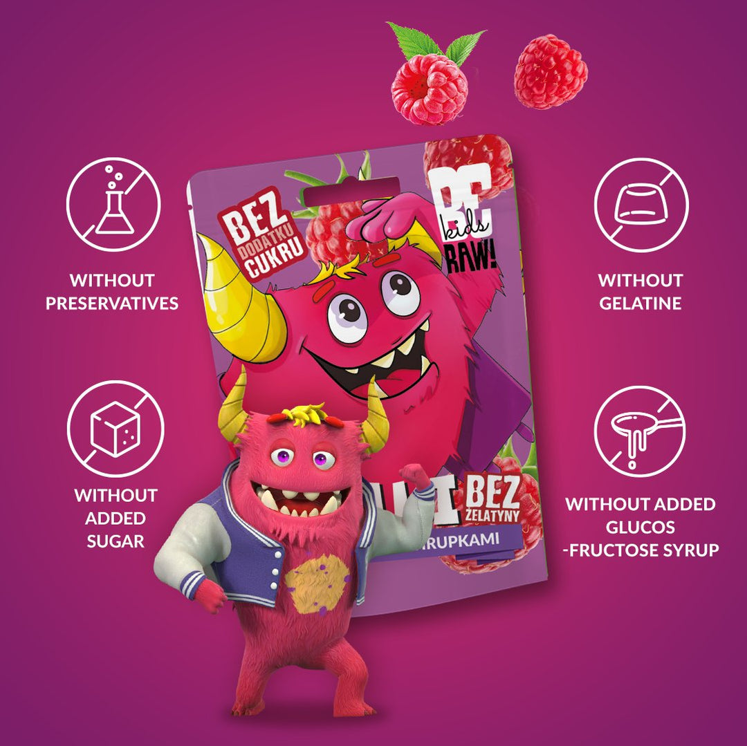 Be Raw Kids Jelly Beans - Raspberry with Crisps 35g - Be Raw - Vesa Beauty