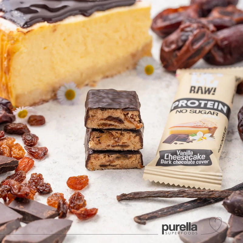 Be Raw Protein 28% Bar - Vanilla Cheesecake dark chocolate covered 40g - Be Raw - Vesa Beauty