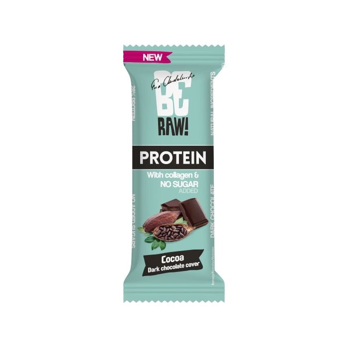 Be Raw Protein 28% Bar with Collagen - Cocoa dark chocolate cover 40g - Be Raw - Vesa Beauty