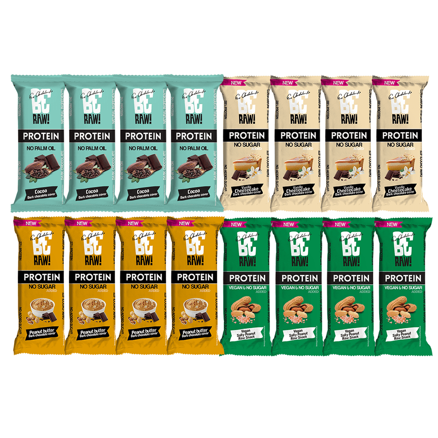 Be Raw PROTEIN Bar Set: 4 flavors x 4 pieces - Be Raw - Vesa Beauty