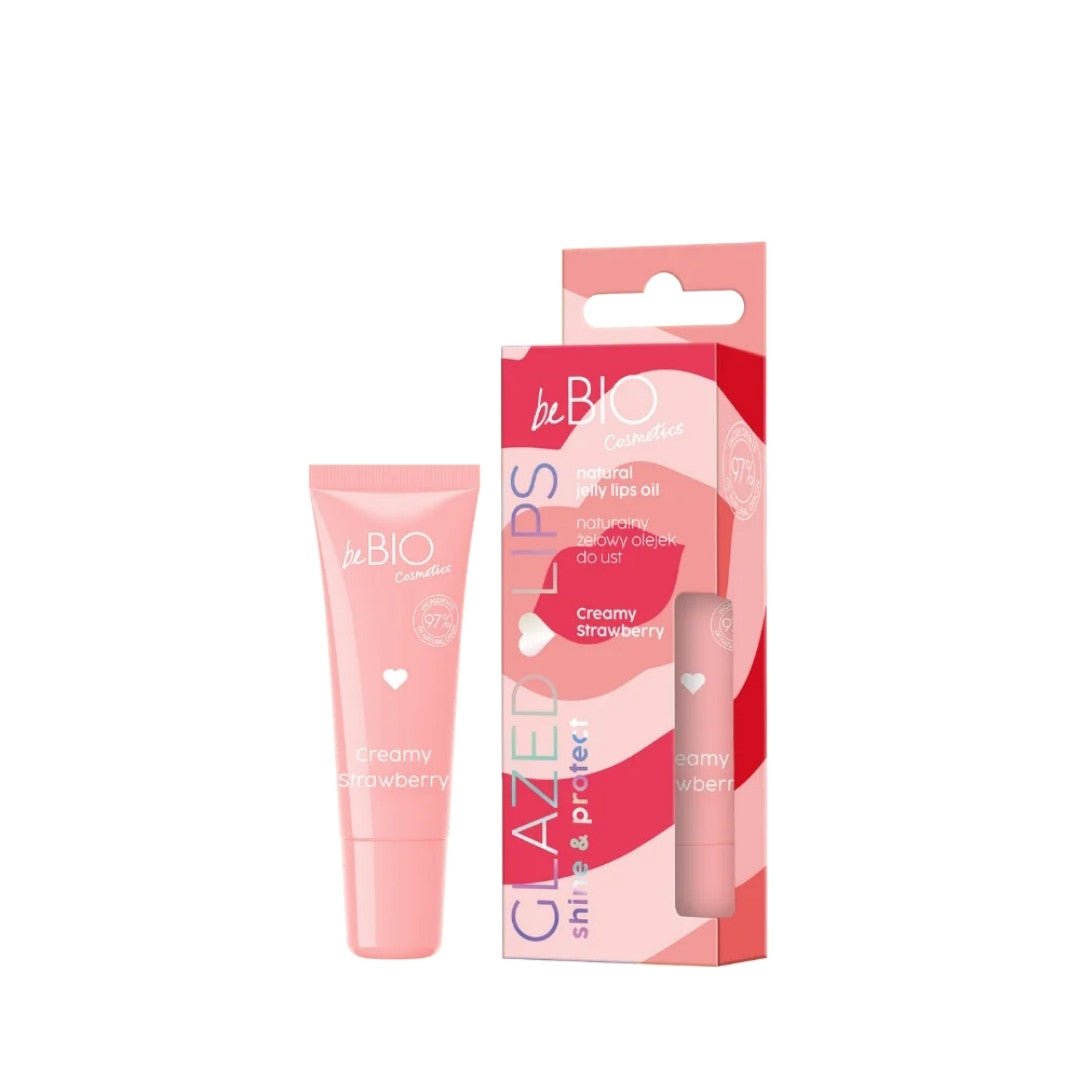 beBIO GLAZED LIPS Natural Jelly Lip Oil - Creamy Strawberry 10ml - beBIO Ewa Chodakowska - Vesa Beauty