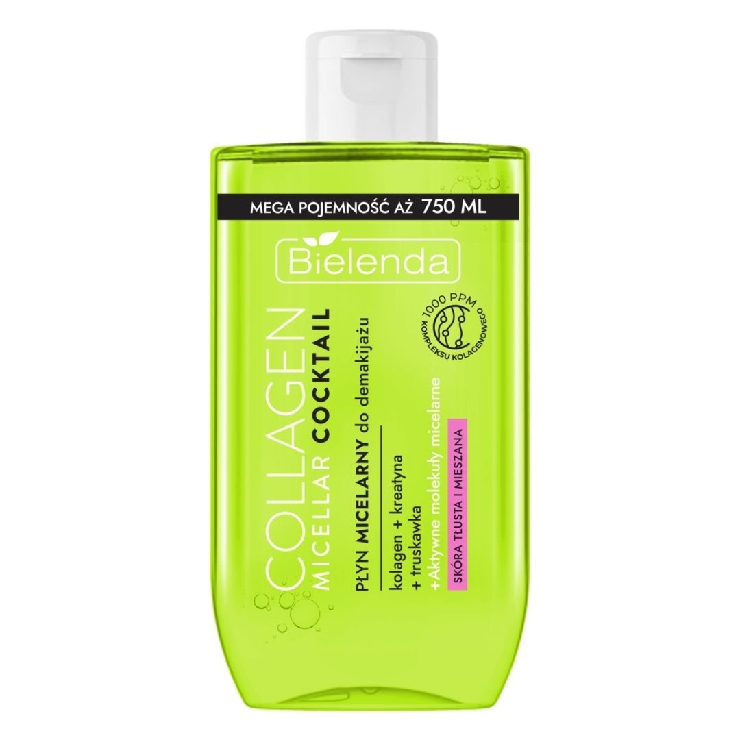 Bielenda COLLAGEN MICELLAR COCKTAIL Makeup removing micellar water for oily &amp; combination skin 750ml - Bielenda - Vesa Beauty