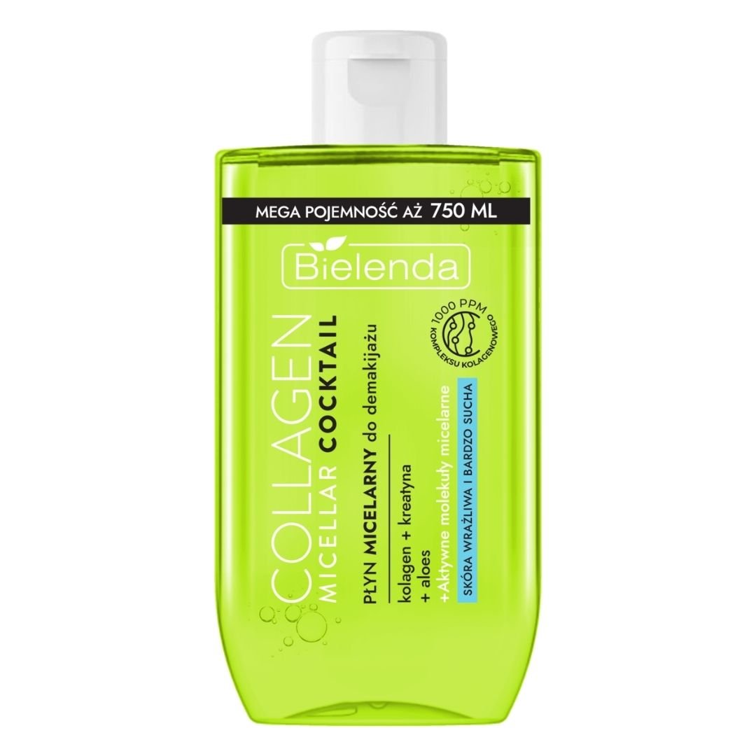 Bielenda COLLAGEN MICELLAR COCKTAIL Makeup removing micellar water for sensitive &amp; very dry skin 750ml - Bielenda - Vesa Beauty
