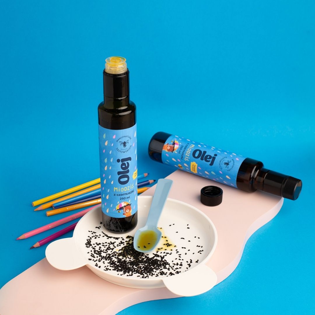 Black cumin oil for children - Honey Bear 250ml - Sadowski Bee Gardens - Vesa Beauty