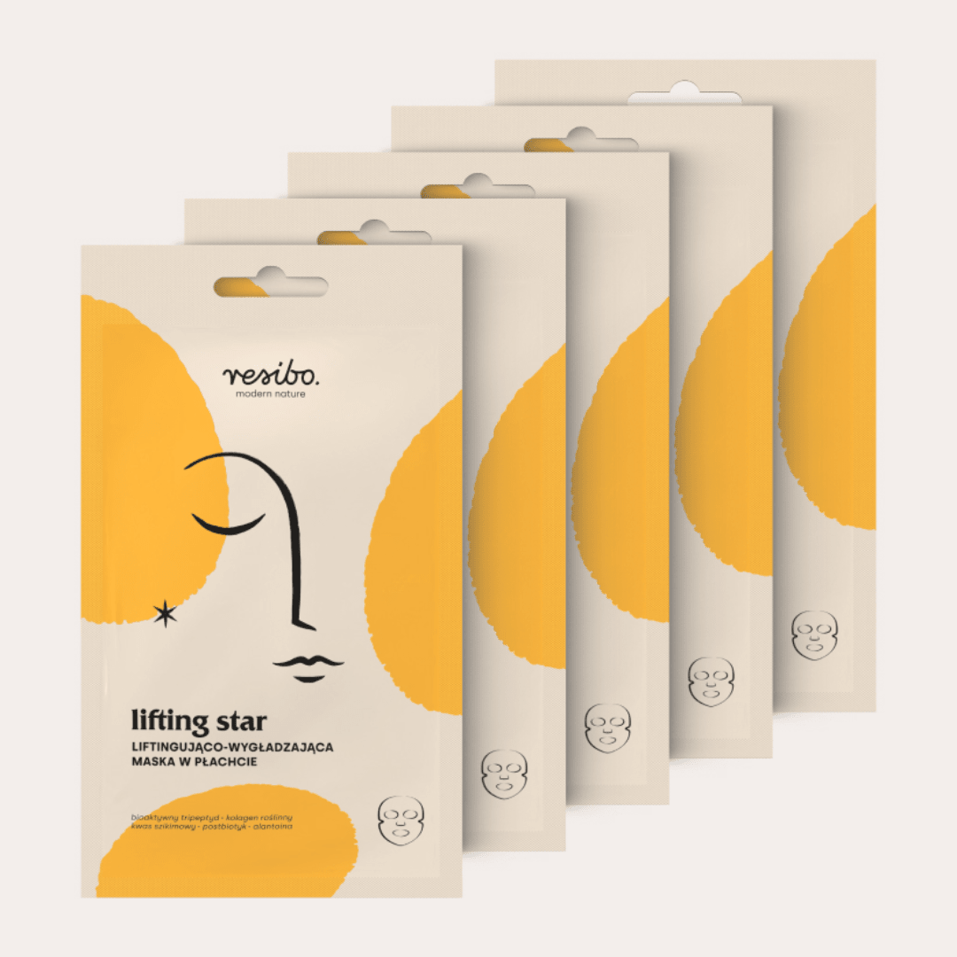 Box set: LIFTING STAR lifting & smoothing sheet mask 5pc - Resibo - Vesa Beauty