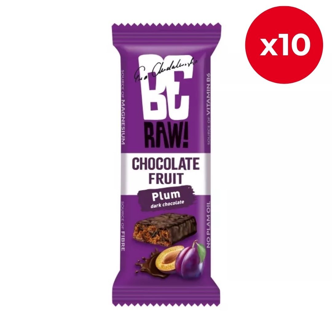 Chocolate Fruit Bar - Plum in chocolate cover 40g - Be Raw - Vesa Beauty