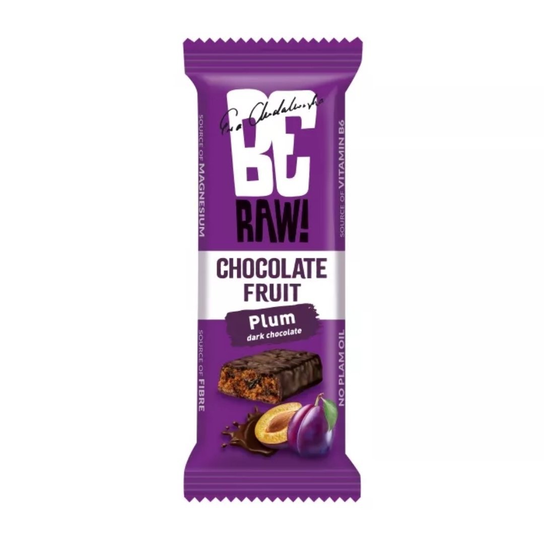 Chocolate Fruit Bar - Plum in chocolate cover 40g - Be Raw - Vesa Beauty
