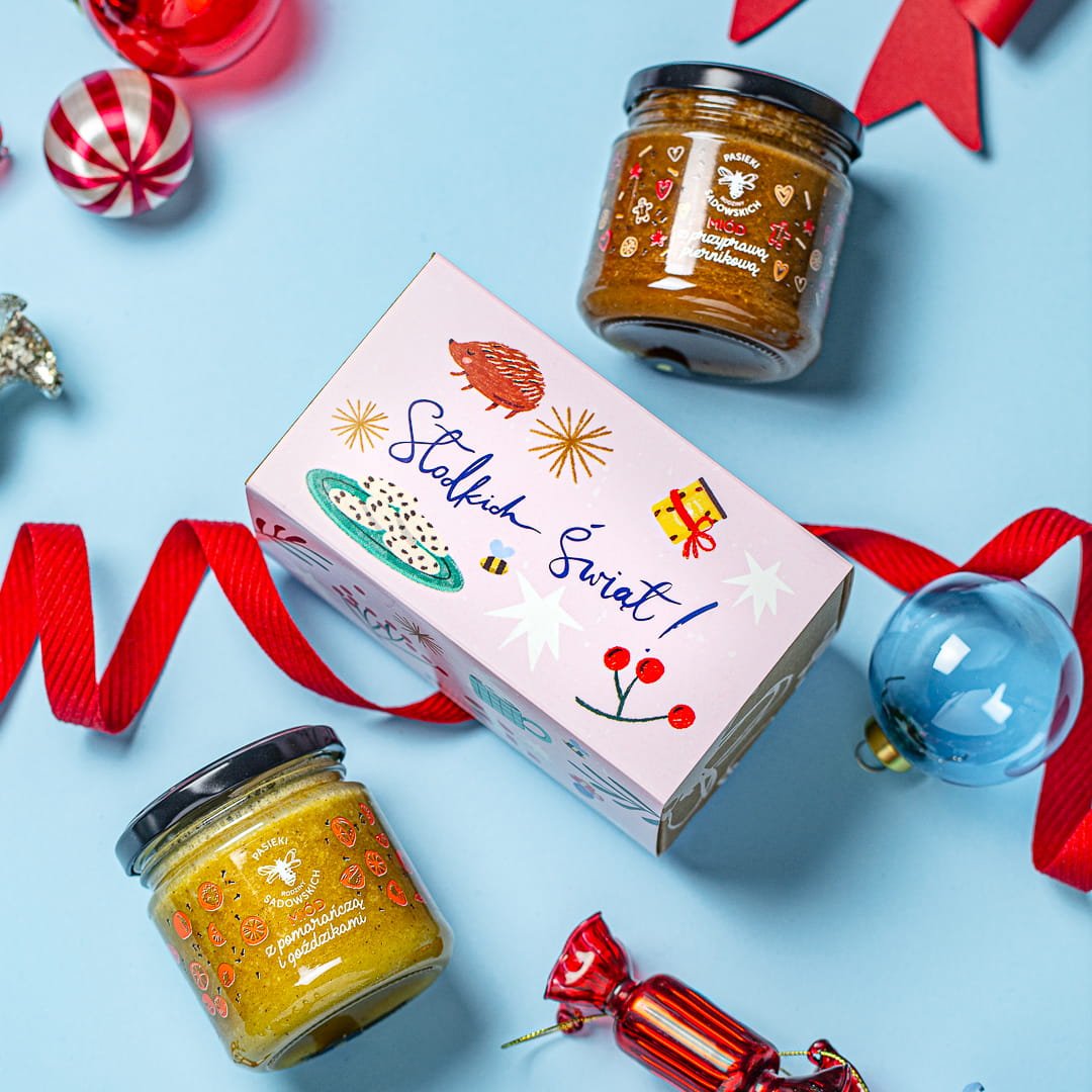 Christmas set of 2 small honeys: honey with orange and cloves 240g + gingerbread honey 240g - Sadowski Bee Gardens - Vesa Beauty