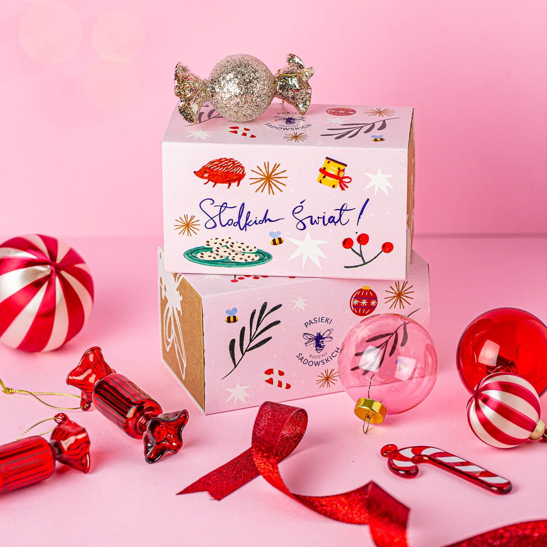 Christmas set of 2 small honeys: raspberry honey 240g +lemon honey 240g - Sadowski Bee Gardens - Vesa Beauty