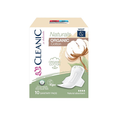 Cleanic Naturals Organic Cotton Night - Sanitary Pads 10pcs - Cleanic - Vesa Beauty