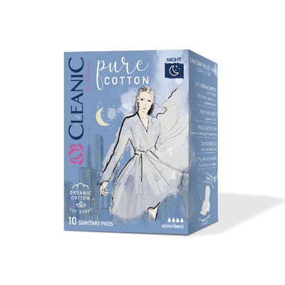 Cleanic Pure Cotton Night - Sanitary Pads 10pcs - Cleanic - Vesa Beauty