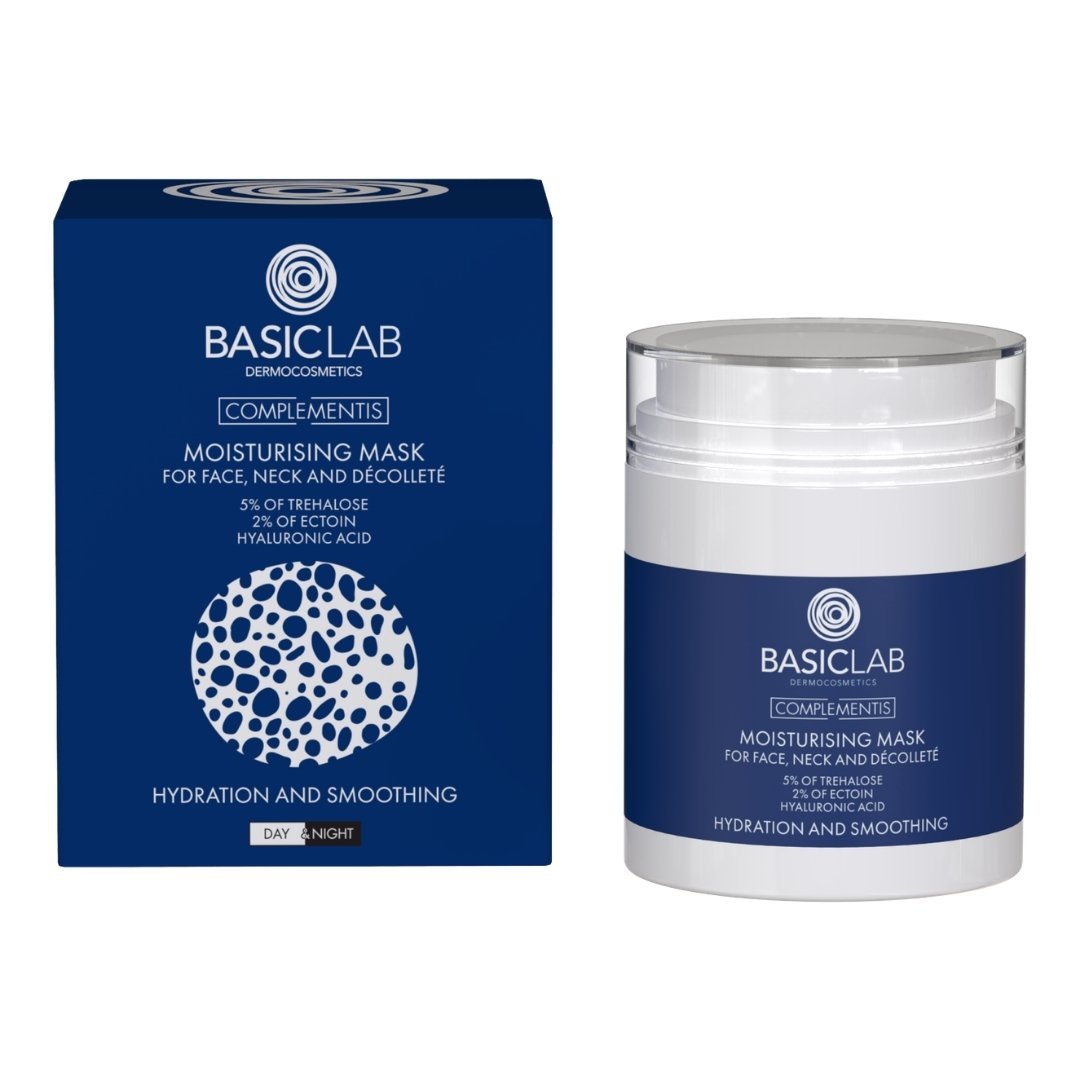 COMPLEMENTIS Moisturising Mask for Face, Neck & Décolleté – 5% Trehalose, 2% Ectoin, Hyaluronic Acid 50ml - BasicLab - Vesa Beauty