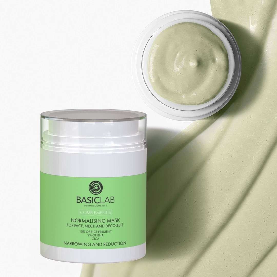 COMPLEMENTIS Normalizing Mask for Face, Neck & Décolleté – 10% Rice Ferment, 2% BHA, CICA 50ml - BasicLab - Vesa Beauty