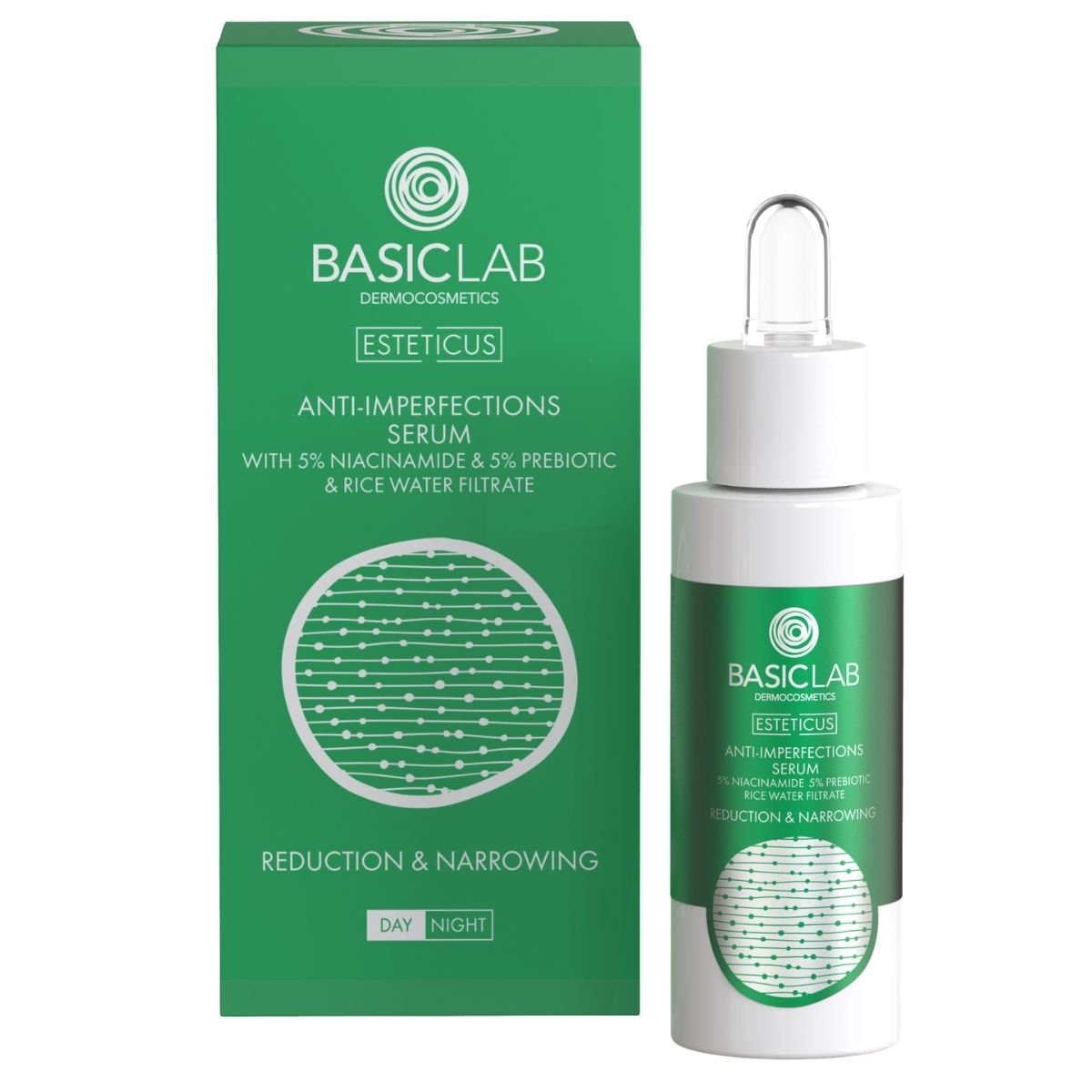 ESTETICUS Anti - Imperfections Serum with 5% Niacinamide, 5% Prebiotic, Rice Water Filtrate 30ml - BasicLab - Vesa Beauty