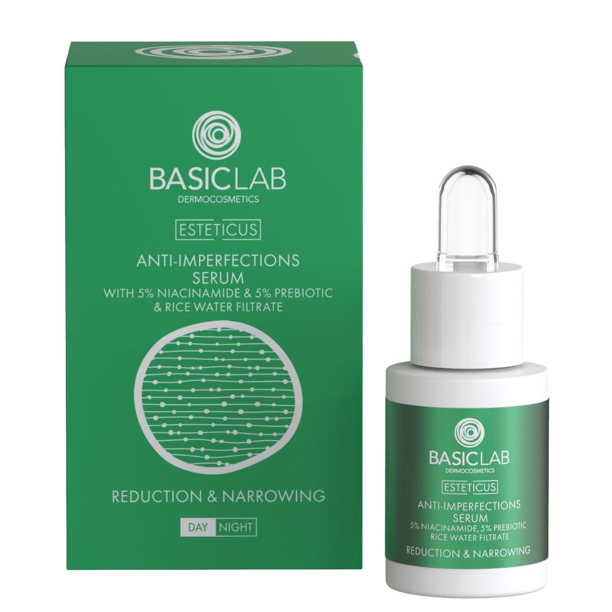 ESTETICUS Anti - Imperfections Serum with 5% Niacinamide, 5% Prebiotics, Rice Water Fitrate 15ml - BasicLab - Vesa Beauty