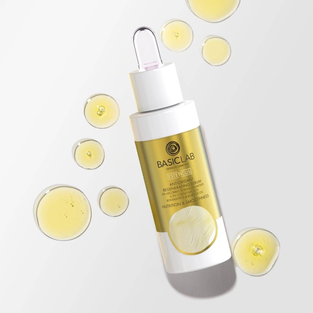 ESTETICUS Antioxidant Regenerating Serum with 6% Ascorbyl Tetraisopalmitate, 0.5% Coenzyme Q10, Resveratrol, Borage oil 30ml - BasicLab - Vesa Beauty