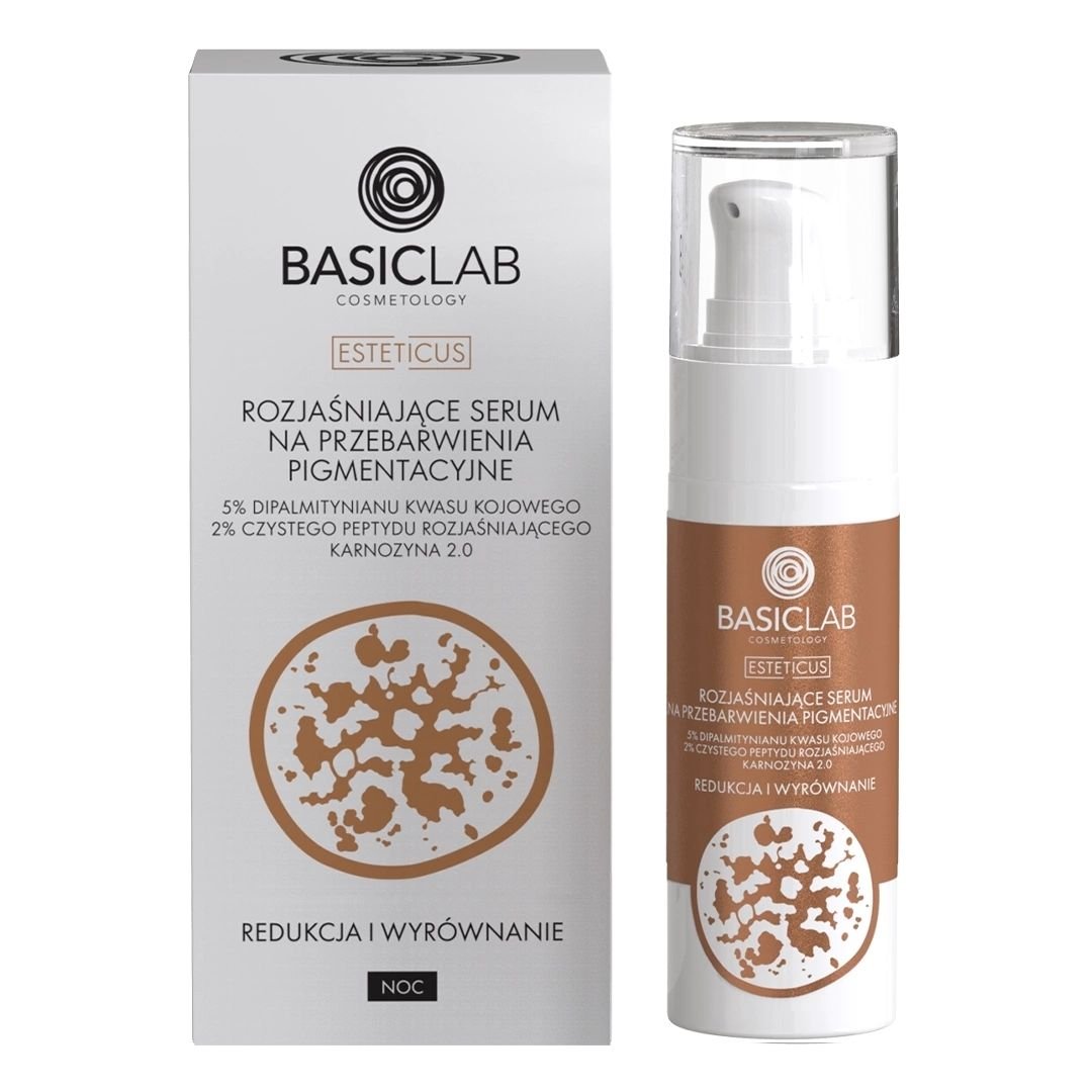 ESTETICUS Brightening serum for pigmentation discolouration, 5% kojic acid dipalmitate, 2% pure brightening peptide, Carnosine 2.0 30ml - BasicLab - Vesa Beauty