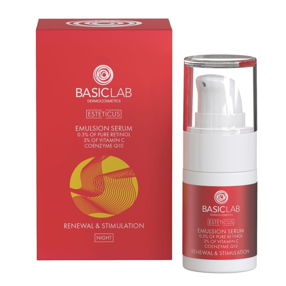 ESTETICUS Emulsion Serum with 0.3% Pure Retinol, 3% Vitamin C and Coenzyme Q10 15ml - BasicLab - Vesa Beauty