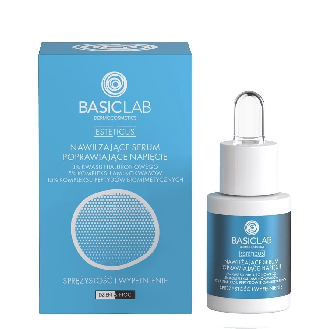 ESTETICUS Hydrating serum improving skin Suppleness with 3% hyaluronic acid, 5% amino acid complex and 15% biomimetic peptide complex 15ml - BasicLab - Vesa Beauty