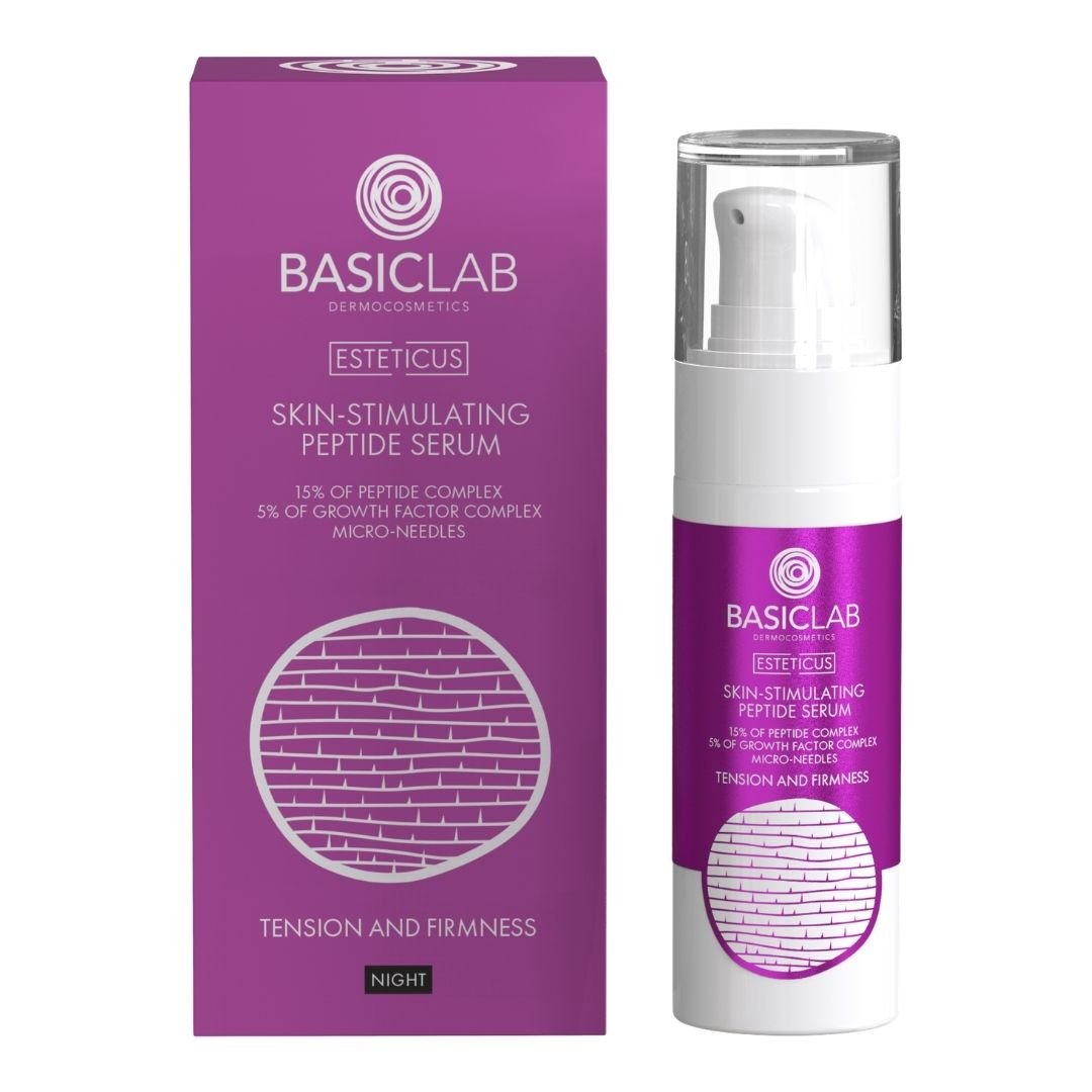 ESTETICUS Skin - Stimulating peptide serum: 15% peptide complex, 5% growth factor complex, micro - needles 30ml - BasicLab - Vesa Beauty