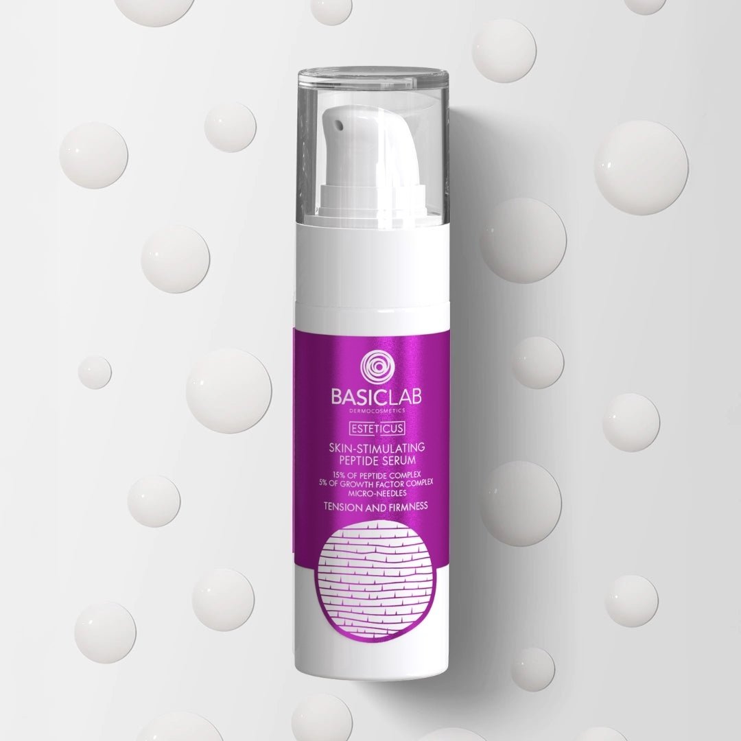 ESTETICUS Skin - Stimulating peptide serum: 15% peptide complex, 5% growth factor complex, micro - needles 30ml - BasicLab - Vesa Beauty