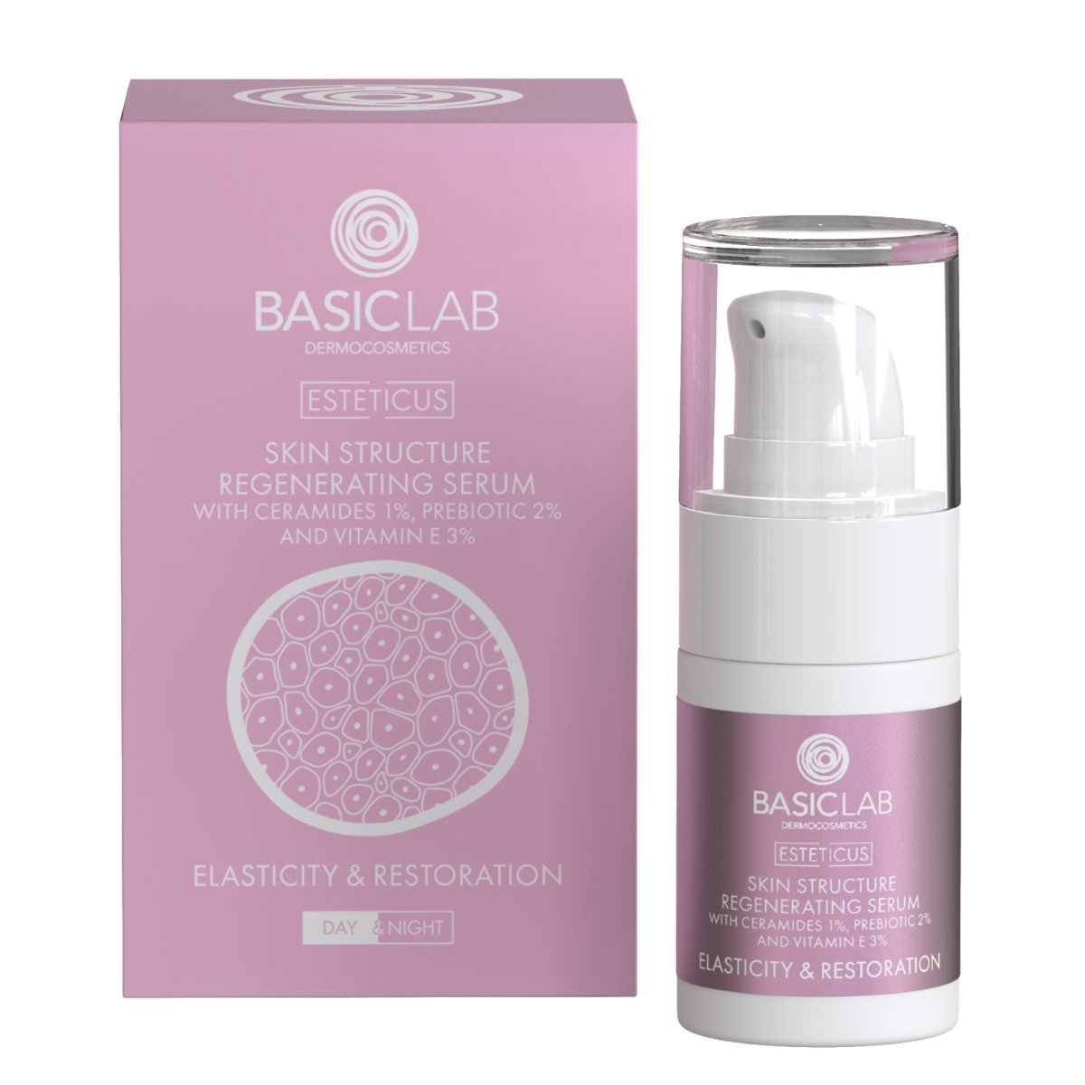 ESTETICUS Skin Structure Regenerating Serum with 1% Ceramides, 2% prebiotic, vitamin E 3% 15ml - BasicLab - Vesa Beauty