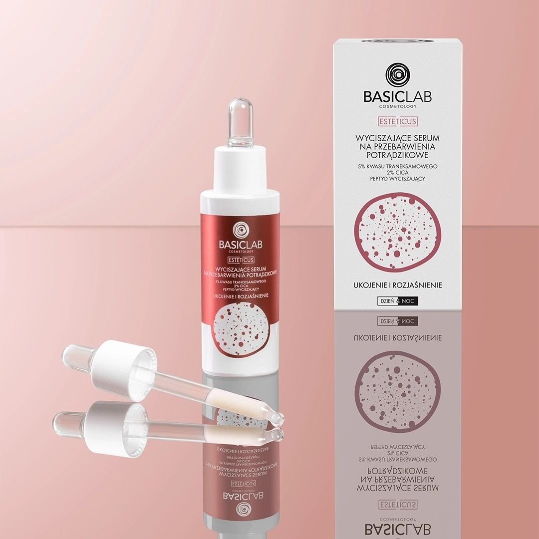 ESTETICUS Soothing serum for acne discolouration, 5% tranexamic acid, 2% CICA, soothing peptide 30ml - BasicLab - Vesa Beauty
