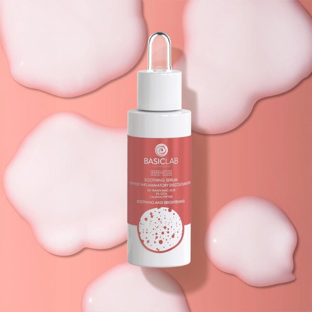 ESTETICUS Soothing serum for post - inflammatory Discolouration, 5% tranexamic acid, 2% CICA, soothing peptide 30ml - BasicLab - Vesa Beauty