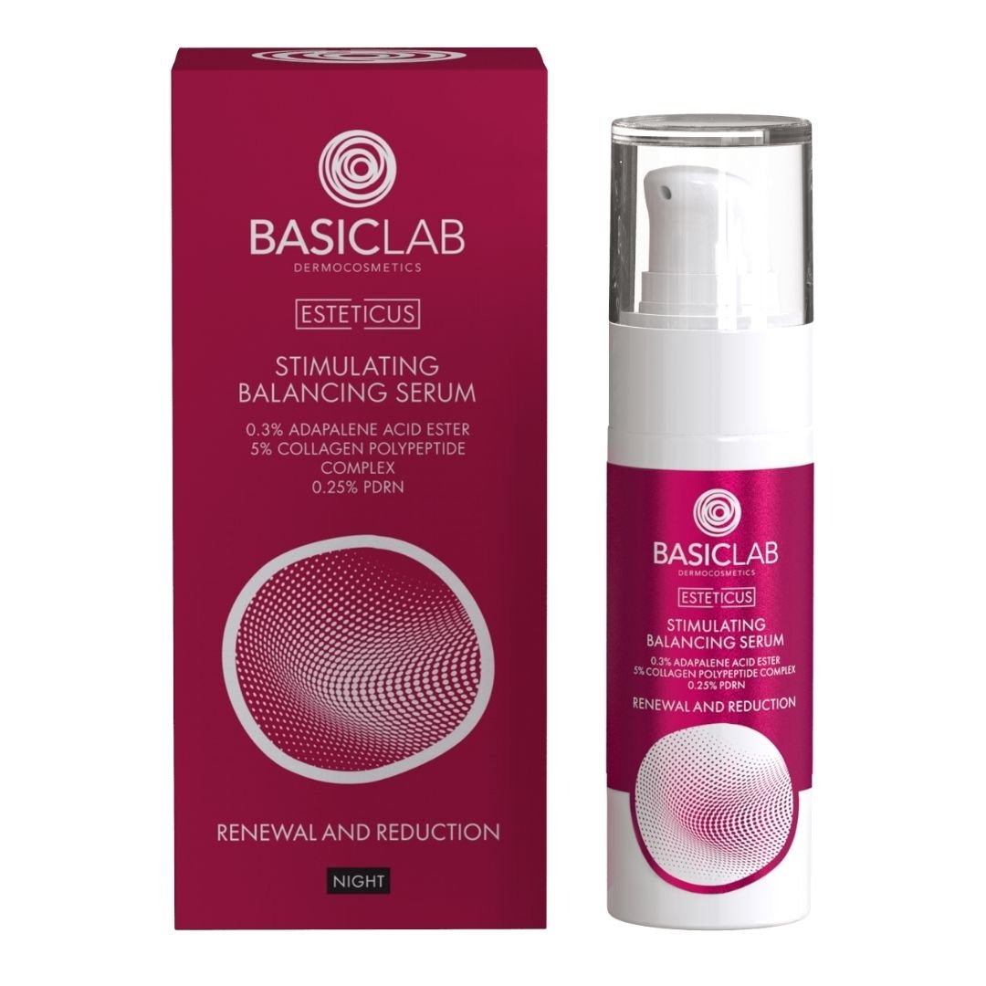 ESTETICUS Stimulating Balancing serum, 0.3% adapalene acid ester, 5% collagen polypeptide complex, 0.25% PDRN 30ml - BasicLab - Vesa Beauty